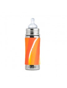 Pura Kiki Steel Feeding Bottle 11oz/325ml Orange Swirl With Nipple 