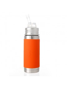 Pura Kiki 9oz Orange Sleeve Straw Vaccum Insulated Bottle